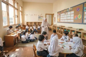 Jadwal harian anak TK yang terstruktur dengan kegiatan belajar dan bermain di sekolah islami Yogyakarta