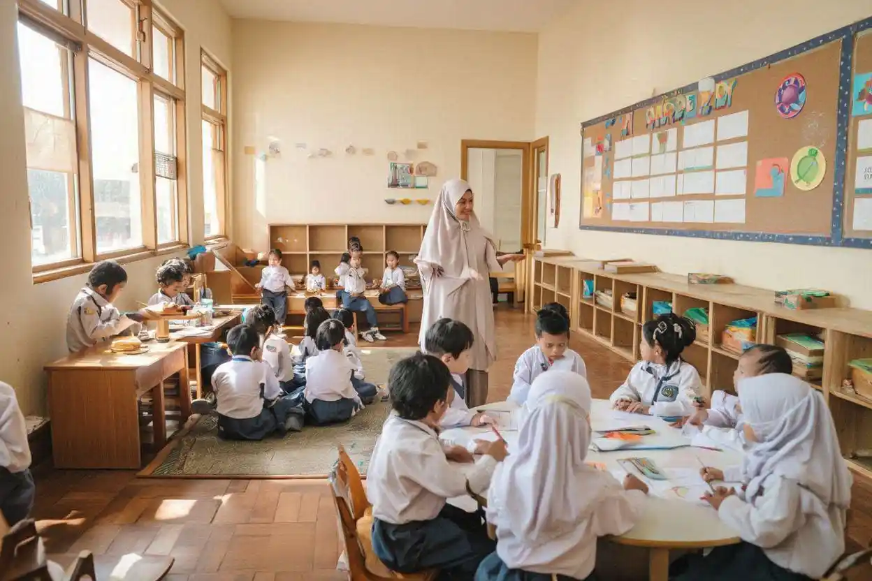 Jadwal harian anak TK yang terstruktur dengan kegiatan belajar dan bermain di sekolah islami Yogyakarta