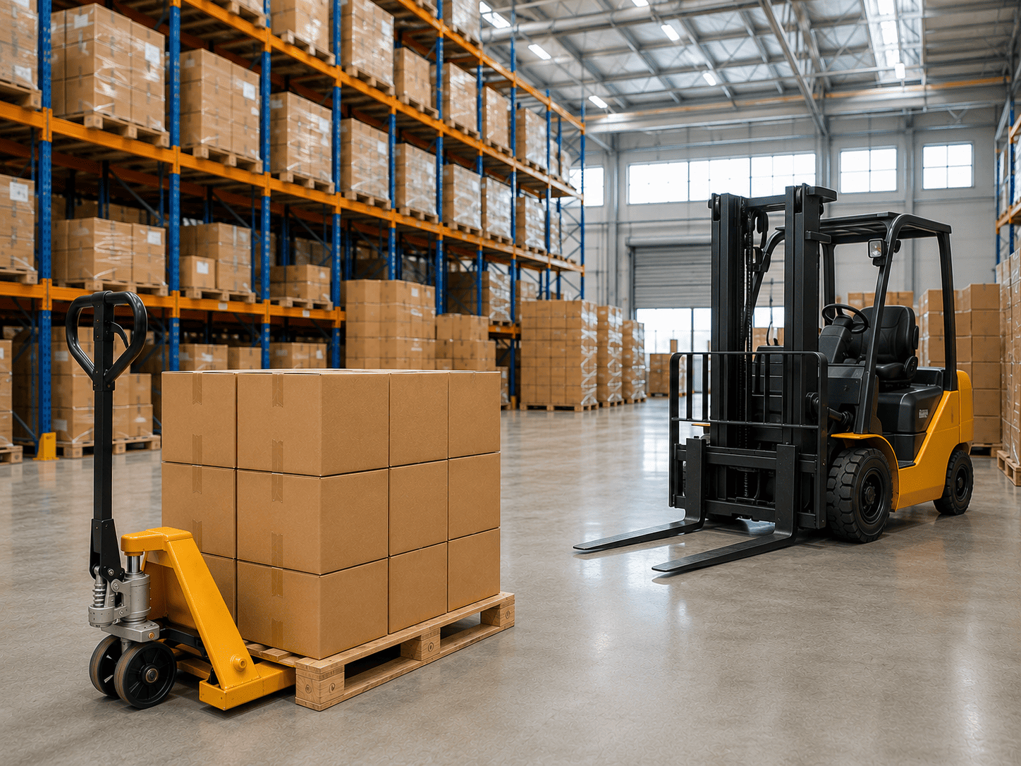 perbedaan hand pallet forklift